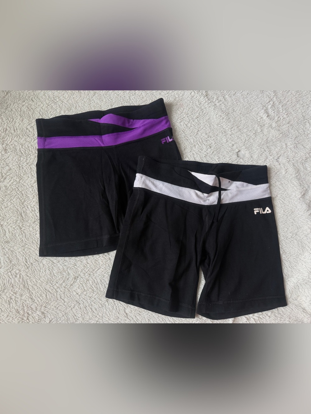 Fila Sport Womens Biker Shorts Black Set Of 2 Size S